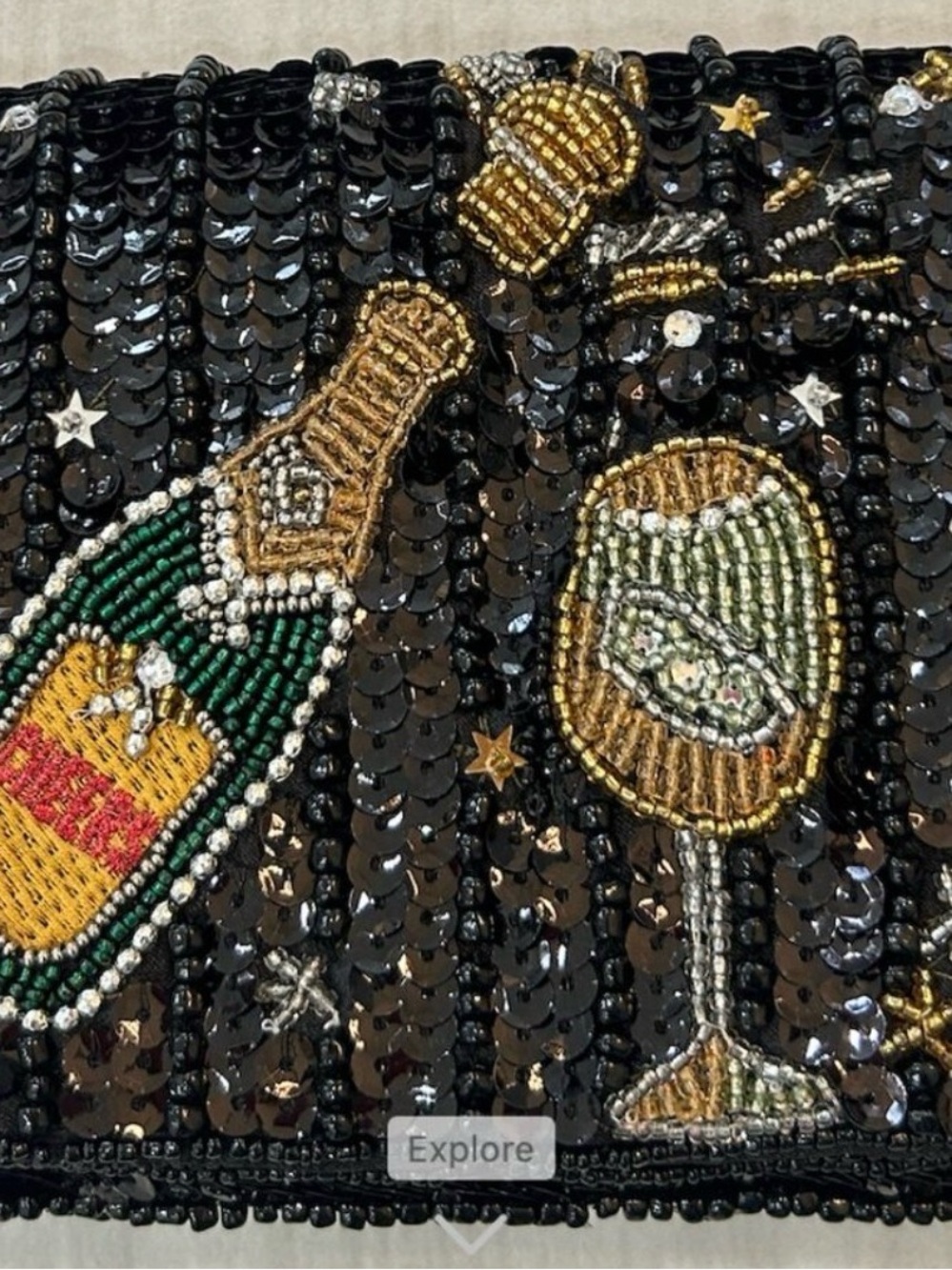NWT Viral Beaded Champagne bag